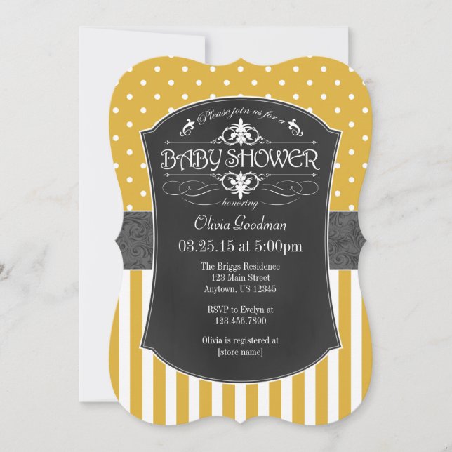 Invitación de Baby Shower a bandas de tablero de c (Anverso)