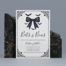 Invitación de Baby Shower a Bats and Bows Hallowee