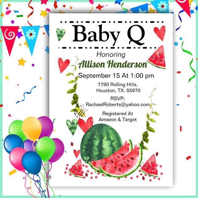 Invitación de Baby Shower a bebé de sandía (Subido por el creador)