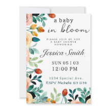 Invitación de Baby Shower a bebé en flor
