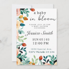 Invitación de Baby Shower a bebé en flor
