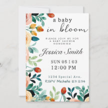 Invitación de Baby Shower a bebé en flor