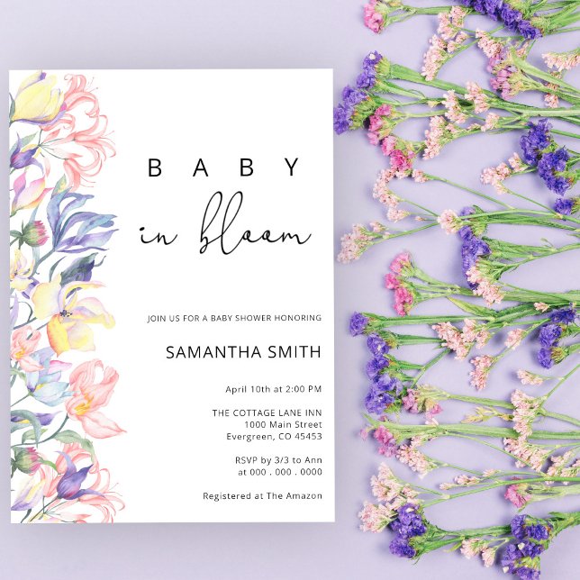 Invitación de Baby Shower a bebé en flor (Subido por el creador)