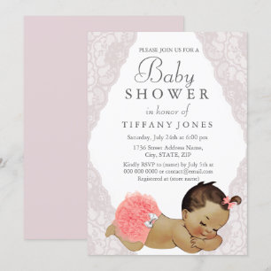 Invitación de Baby Shower a bebe rosa de color vin