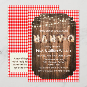 Invitación de Baby Shower a Bebé Rústico Q BBQ