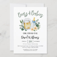 Invitación de Baby Shower a beer y bebes verde