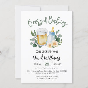 Invitación de Baby Shower a beer y bebes verde