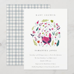 Invitación de Baby Shower a Birdie Floral, florida