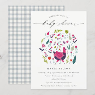 Invitación de Baby Shower a Birdie Floral, florida