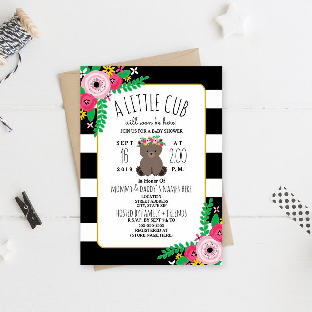 Invitación de Baby Shower a Boho Bear Cub (Subido por el creador)