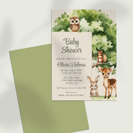 Invitación de Baby Shower a Boho Cute Woodland Ani