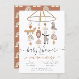 Invitación de Baby Shower a Boho Forest Animals