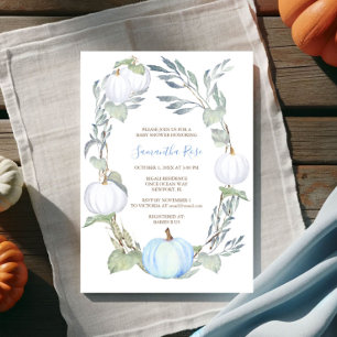 Invitación de Baby Shower a BOMBA azul y BLANCO