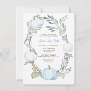 Invitación de Baby Shower a BOMBA azul y BLANCO