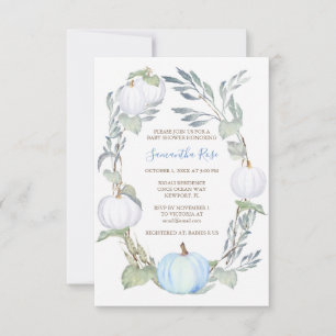 Invitación de Baby Shower a BOMBA azul y BLANCO