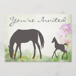 Invitación de Baby Shower a bonito Mare y Foal Hor