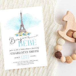 Invitación de Baby Shower a Bonjour Bébé con tema 