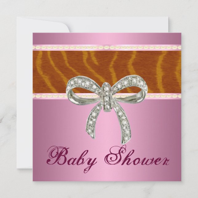 Invitación de Baby Shower a Bow de diamante de tig (Anverso)