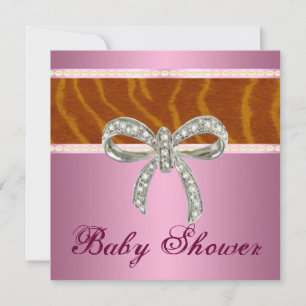 Invitación de Baby Shower a Bow de diamante de tig