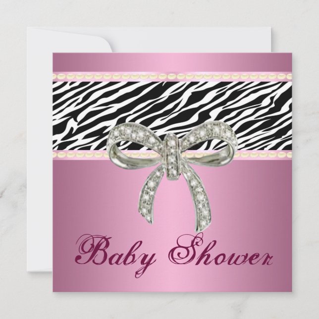 Invitación de Baby Shower a Bow de diamantes de ce (Anverso)