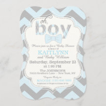 Invitación de Baby Shower a Bow-tie y Chevron Prin