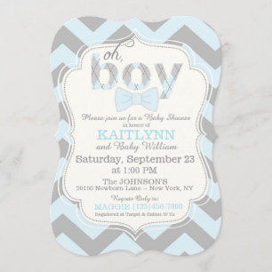 Invitación de Baby Shower a Bow-tie y Chevron Prin