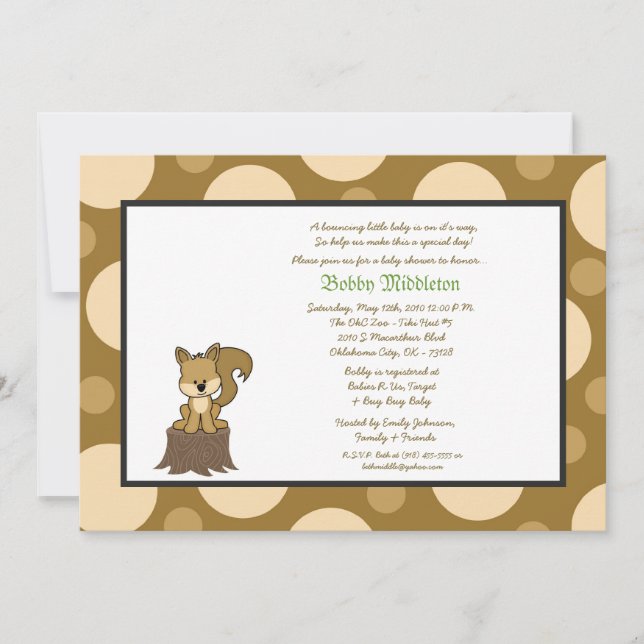 Invitación de Baby Shower a Brown y Brown Squirell (Anverso)