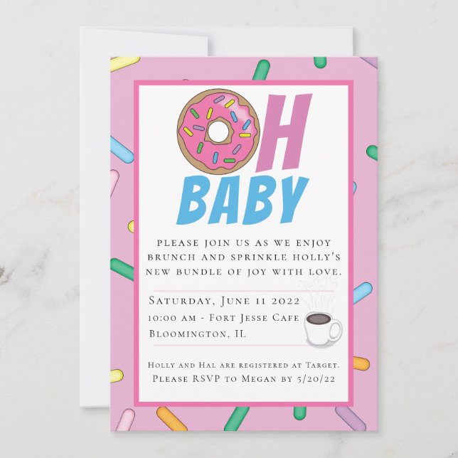 Invitación de Baby Shower a Brunch con arcoiris (Anverso)