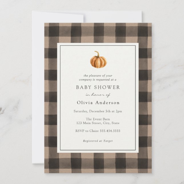 Invitación de Baby Shower a Búfalo de calabaza (Anverso)
