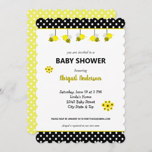 Invitación de Baby Shower a Bumble Bee Adorable
