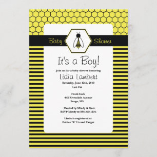 Invitación de Baby Shower a Bumble Bee Bee
