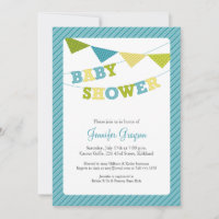 Invitación de Baby Shower a Bunting Baby en Aqua