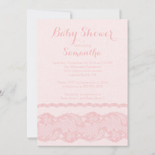 Invitación de Baby Shower a Burlap & Lace rosa mod
