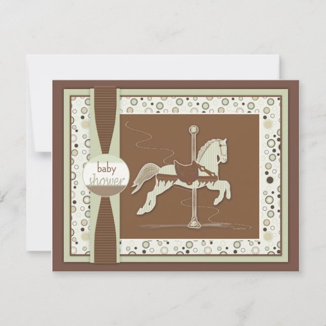 Invitación de Baby Shower a caballo carrusel (Anverso)