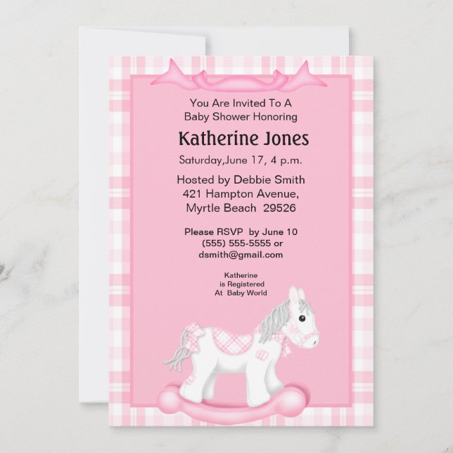 Invitación de Baby Shower a caballo de pepinismo (Anverso)