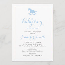Invitación de Baby Shower a caballo de roca Azul