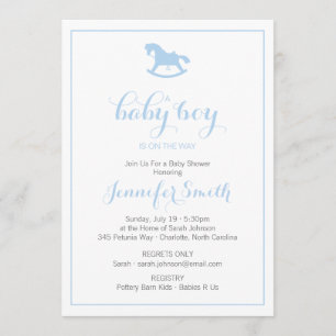 Invitación de Baby Shower a caballo de roca Azul