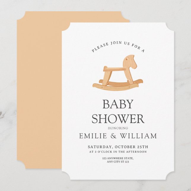 Invitación de Baby Shower a caballo de roca, Minim (Anverso / Reverso)