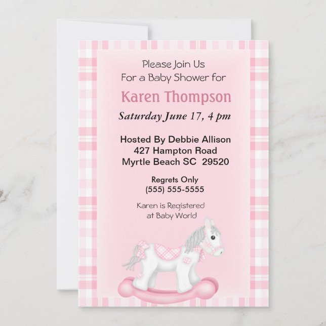Invitación de Baby Shower a caballo de rock (Anverso)