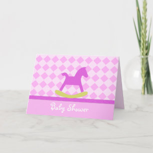 Invitación de Baby Shower a caballo rocoso rosado