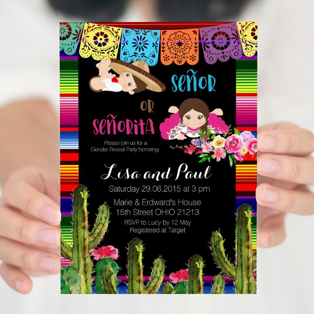 Invitación de Baby Shower a Cactus Mexican Gender  (Subido por el creador)