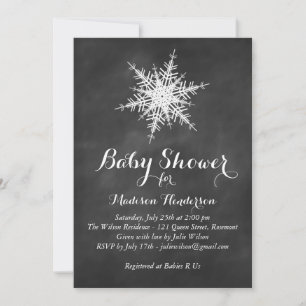 Invitación de Baby Shower a Chalk con copo de niev