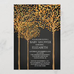 Invitación de Baby Shower a Chalkboard Autumn Tree