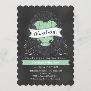 Invitación de Baby Shower a Chalkboard Boy verde d