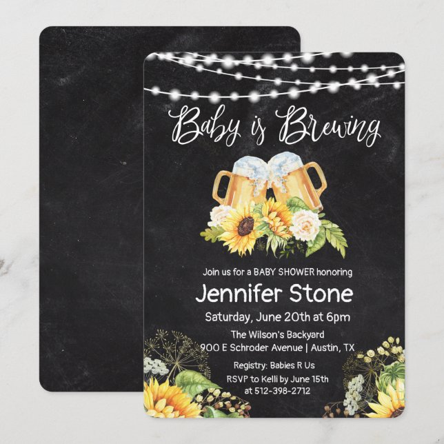 Invitación de Baby Shower a Chalkboard de Salud y  (Anverso / Reverso)