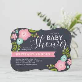 Invitación de Baby Shower a Chalkboard floral mode