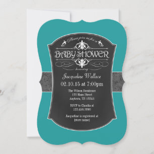 Invitación de Baby Shower a Chalkboard gris verde