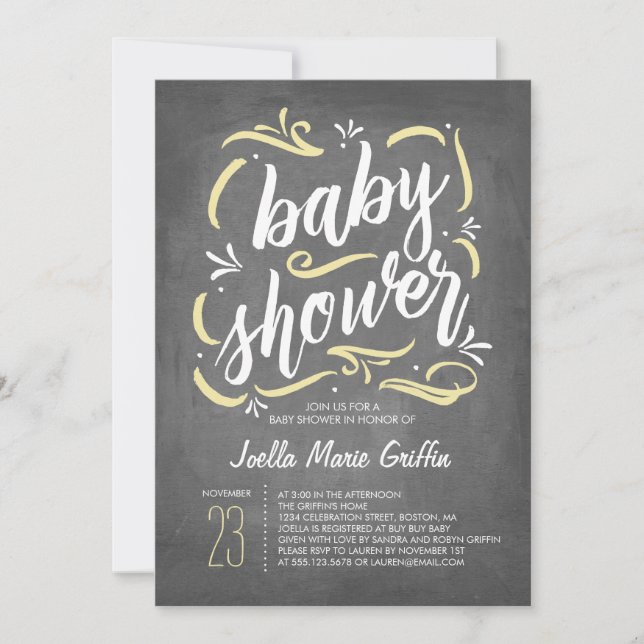 Invitación de Baby Shower a Chalkboard más dulce|  (Anverso)