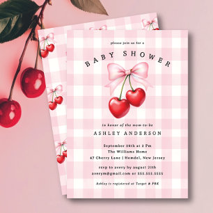 Invitación de Baby Shower a Cherry Heart