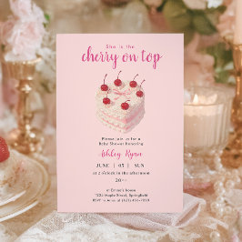 Invitación de Baby Shower a Cherry on Top Cake